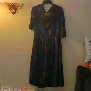 Cow neck floral long dress